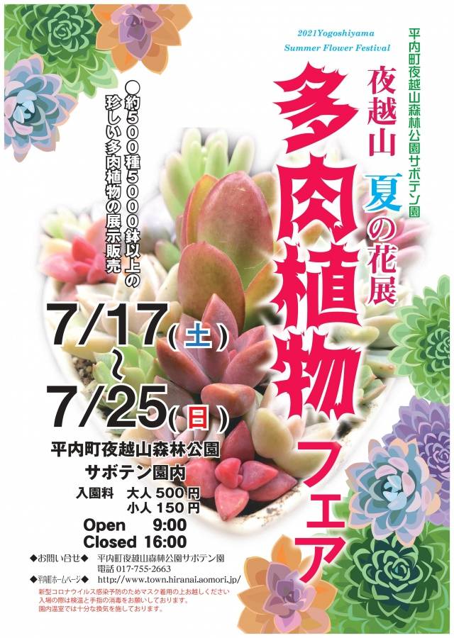 夜越山 夏の花展 多肉植物フェア 平内町 トレナビ